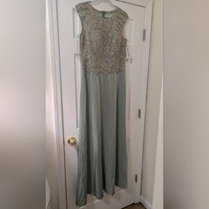 Embellished Sage Green Evening Gown